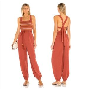 🆕Free People Smocked Jumpsuit in Sumac Colour